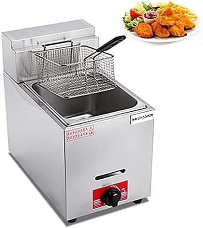 Gas Frituurpan - Commerciële Friteuse - Friet Bakken - Snelle Verwarming - 6L of 12L - Zilver