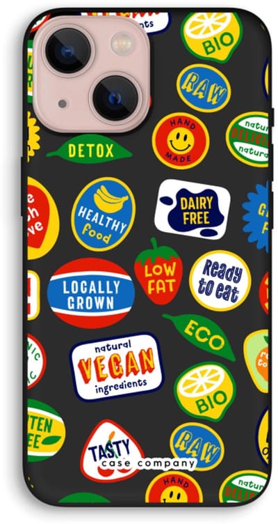 Case Company® - Hoesje geschikt voor iPhone 13 mini hoesje - Fruitsticker - Biologisch Afbreekbaar Telefoonhoesje - Bescherming alle Kanten en Schermrand