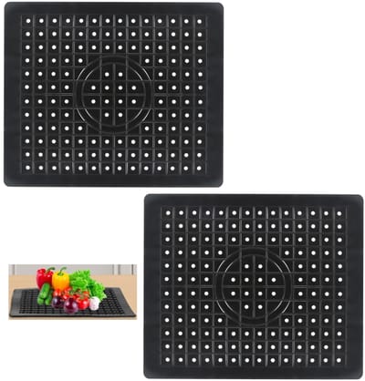 2 stuks gootsteeninleg rubber, 31,4 x 26 cm, spoelbakmat, spoelmat voor spoelbak, mat, spoelbakbescherming, spatbescherming, wastafel, afdruipmat