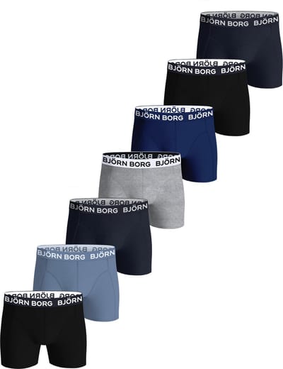 Björn Borg Cotton Stretch Boxershort Heren Zwart/Blauw/Grijs - 7 stuks - Heren onderbroeken - Katoenen Boxer - Maat L