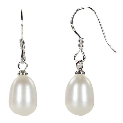 Zoetwater parel oorbellen Big Lianca - sterling zilver (925) - oorhangers - echte parels - wit - sieraden zakje - parel oorbellen dames