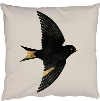 Sierkussens - Kussentjes Woonkamer - 50x50 cm - Zwarte zwaluw - Gouden accenten - Lichte achtergrond