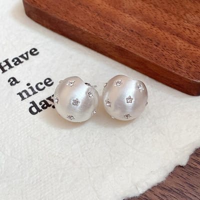 Ster Geborstelde Ronde Oorbellen Eenvoudige Lichte Luxe Temperament Oorbellen Hoge Sense Niche Unieke Oorbellen Vrouwen gray