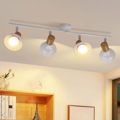 Glitzerlife - Plafondspot Plafondlamp - vintage industrieel - opbouwspots - 4xE14 fitting - draaibaar 350° en kantelbaar 90° - ijzer - Ø70cm - wit
