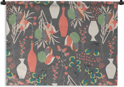 Wandkleed - Wanddoek - Boeket - Bloemen - Patronen - 60x45 cm - Wandtapijt
