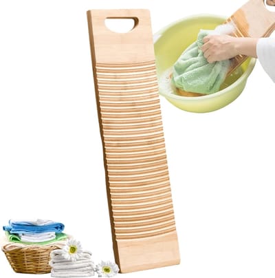 Wasbord Hout - Handwas Gereedschap - Kleding Reinigen - Golvend Patroon - 40x15x1.5 cm - Multicolor