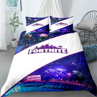 Fortnite Beddengoed Set Dekbedovertrek Kussensloop Spel Cartoon Decoratie Sprei Slaapkamer Dekbedovertrek Beddengoed Pakket Kinderen Kerstcadeau AU Double(180*210cm)3pcs