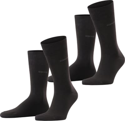 Esprit Basic Easy 2-Pack drukvrije comfort tailleband katoen multipack sokken heren zwart - maat 39-42