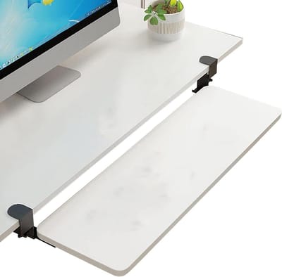 Bureau toetsenbord lade - Bureau extender - Werkruimte vergroten - Klembevestiging zonder boren - 75 x 25 cm - Wit