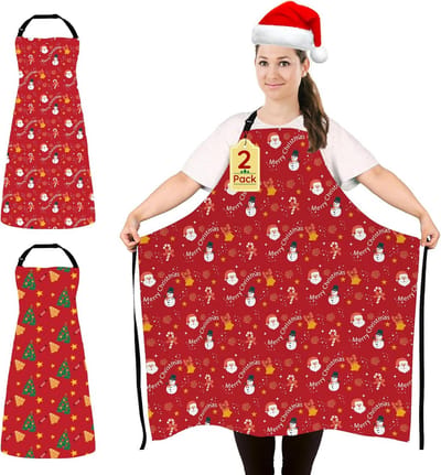 2 Stuks XXL Grappige Kerst Keukenschorten Unisex Verstelbaar Waterdicht Kookschort Cadeau