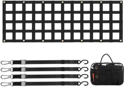 CORE Achterbak Elastisch Net - Pick-up truck bagage net - Kofferbak organizer - Met 4 telescopische bandjes - Bagagenet - 152.5x47cm - Zwart