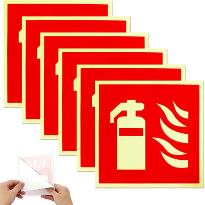 Brandblusser Bord - Noodverlichting Sticker - Brandveiligheid Markering - Zelfklevend Pictogram - 15x15cm - Veiligheid Rood
