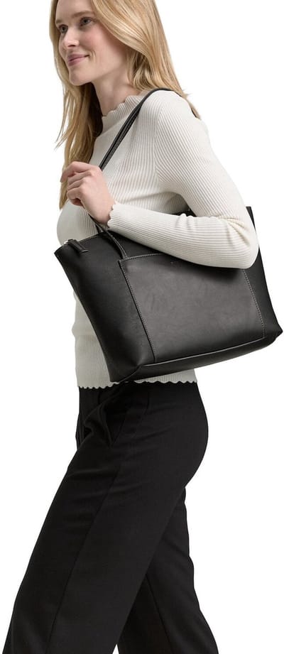 Tom Tailor - TTAMARIS L Shopper van kunstleer - Maat ONESIZE - schwarz / black