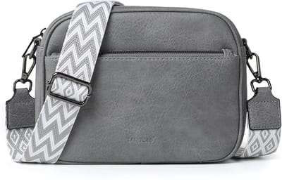 TAN.TOMI Dames Schoudertas – Trendy Damestas – Bag Strap – Kleine Schoudertas met Ritssluiting – Crossbody Tas - Tassenriem - grijs