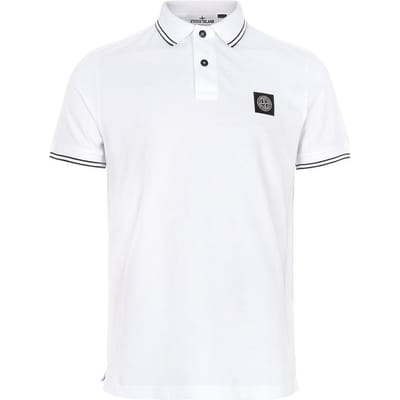 Stone Island Lente/Zomer 25 Logo Slim Fit Poloshirt Heren tops Wit K1S1522002-SCS0018-V1001 S white