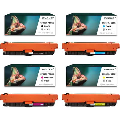 Evoke compatibele toner voor Hp 508X Hp508 Cf360X Cf361X Cf362X Cf363X 4X Cmyk: Zwart, Cyaan, Geel, Magenta 41000 pagina's Kleur Laserjet Enterprise M552Dn M553 M553Dn M553N M553X; Mfp M577C M577Dn