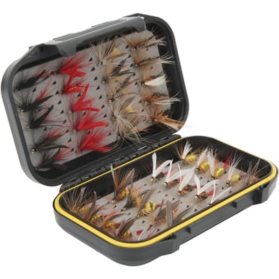 40 Stuks Vliegvissen Vliegen Kit Roestvrij Staal met Doos Aas Aas Lokstoffen Accessoires black