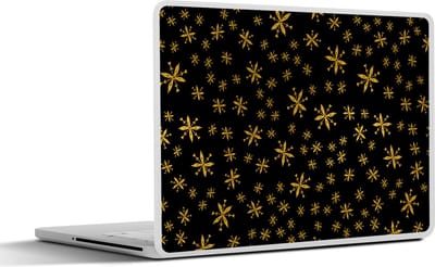 Laptop sticker - 12.3 inch - Kerst - Sneeuwvlokken - Goud - 30x22cm - Laptopstickers - Laptop skin - Cover