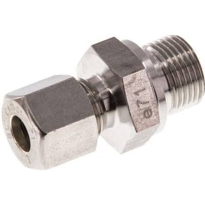 G 3/8'' Buitendraad x 8L RVS Rechte Knelfitting 315 Bar DIN 2353 - FL2S-MO-ST-038G-08-L