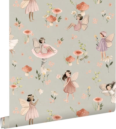 ESTAhome behang elfjes roze en blauwgroen - 50 x 900 cm - 131339