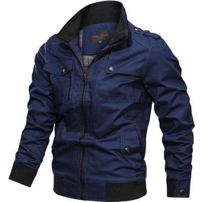 Casual Effen Kleur Jas Rits Opstaande Kraag Grote Maat Jas Heren Katoenen Jas 4XL