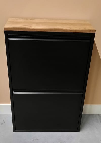 Brender® Quint - vuilnisbak - afvalbak - afvalscheiding - 5 emmers - zwart met eiken paneel - 70 liter totaal