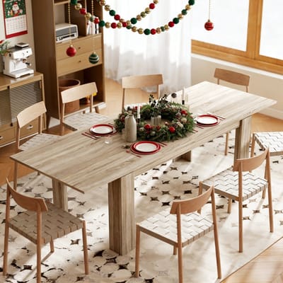 REDOM Eettafel 180L x 90B x 76,6H cm, uitbreidbaar naar 260L x 90B x 76,6H cm, eiken hout, uitschuifbaar