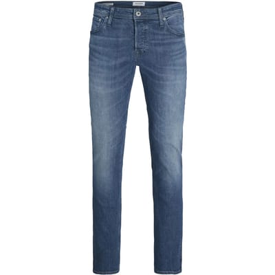 Jack & Jones blauwe heren jeans   Stonewash wassing   Straight fit   5-Pocket zakken   Knoopsluiting   Duurzaam   Regular waist Blauw 30/32