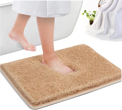 Badmat absorberend - 50 x 80 cm - achterkant van antislip rubber - accessoireset voor kinderen - bruin