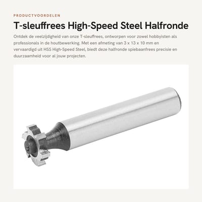 Dailygoods- T-sleufrees HSS - Halfronde Spiebaanfrees - Rechte Schacht - 3 x 13 x 10 mm - Hoogwaardige Gereedschappen - Verbeter werkefficiëntie - Frezen