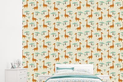 Behang - Fotobehang Giraffe - Dieren - Patronen - Breedte 245 cm x hoogte 220 cm