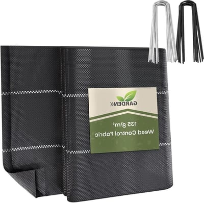 GARDENIX Onkruiddoek met 50 ankers 105m² (4,2 m x 25 m) - waterdoorlatend 135g/m² - zwart UV-bestendig onkruiddoek, onkruidbeschermingsfolie, bodemweefsel