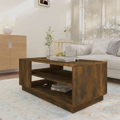 vidaXL - Salontafel - 102x55x43 - cm - bewerkt - hout - gerookt - eikenkleurig