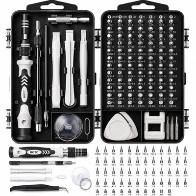 BOTC Precisie Schroevendraaierset Magnetisch - 122 Delige - Gereedschapset- Schroevendraaiers klein - Grijs
