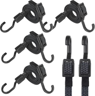 Verstelbare Spanrubbers - Elastische Banden - Bagage Bevestigen - Weerbestendig Materiaal - 4 Stuks 100 cm - Zwart
