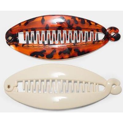 Stradivarius Set van 2 bananenhaarclips  Ecru OS