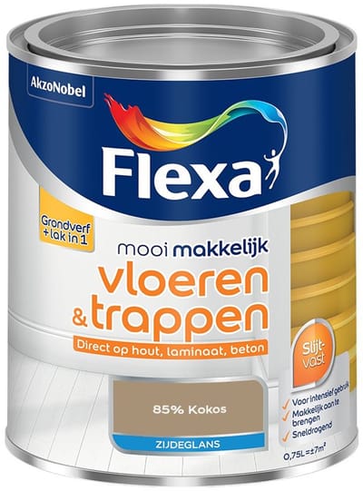 Flexa - Mooi Makkelijk Vloeren & Trappen Zijdeglans - 85% Kokos - Mengverf - 750 Ml