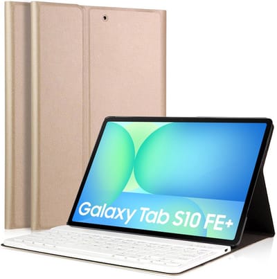 Hoes met toetsenbord geschikt voor Samsung Galaxy Tab S10 FE Plus / S10 FE+ (13.1 inch - 2025) - Keyboard Book Case Cover Hoesje Goud