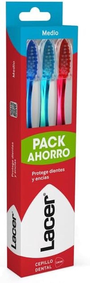 3-Pack Medium Tandenborstels met Afgeronde Borstelharen en Antislip Grip