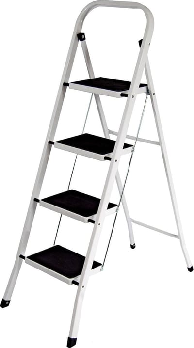 JGS ® Stabiele en Veilige Viertraps Trapladder voor Thuisgebruik met Antislipmatten