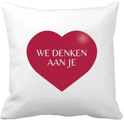 Akyol - we denken aan je hartje Kussen hoes - Quotes - iemand die door een moeilijke tijd gaat - moeilijke tijd - ziek - koorts - snel beter worden - cadeau - beterschap cadeau - kado - gift - geschenk - 40 bij 40 cm