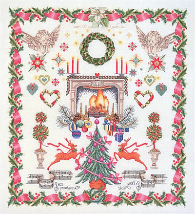 Borduurpakket met telpatroon - Kruissteek kit - Feestdagen creëren - Voorgesorteerde DMC garens - 60 x 66 cm - Kerst Design