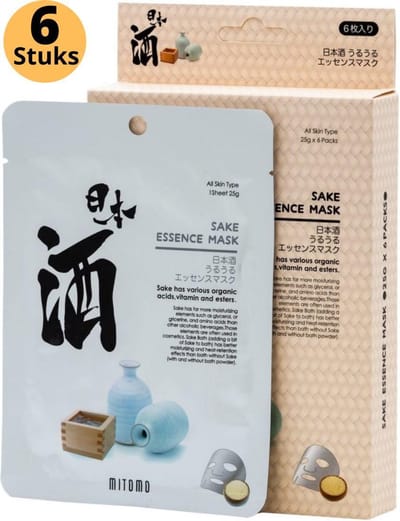 Mitomo Sake Gezichtsmasker - Gezichtsmasker Verzorging - Face Mask Beauty - Face Mask Japans - Gezichtsverzorging Dames - Japanse Gezichtsmaskers - Rituals Skincare Sheet Mask - 6 Stuks