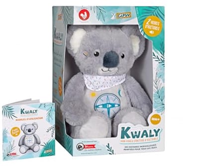 Verhalenverteller Knuffel - Pluche Koala - Kinderen Vermaken - Bijna 2 uur verhalen - 34 cm - Grijs