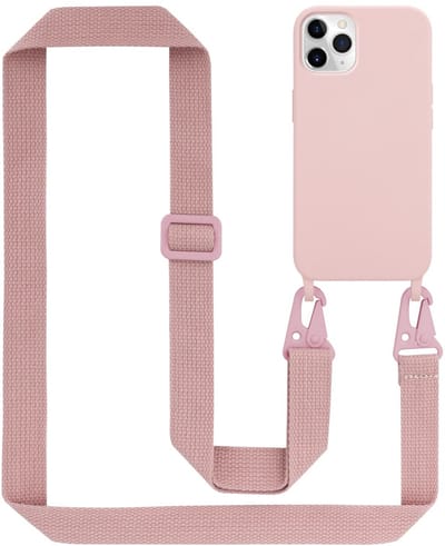 Cadorabo Mobiele telefoon ketting geschikt voor Apple iPhone 11 PRO in LIQUID ROZE - Silicone beschermhoes met lengte verstelbare koord riem