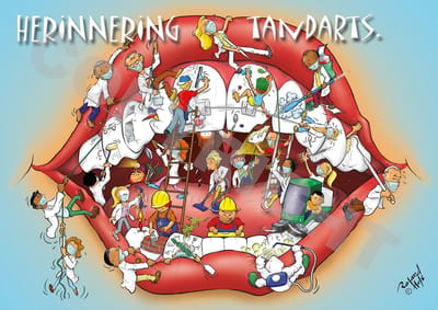 Oproepkaart - HERINNERING TANDARTS - Cartoon 'Mond' - 50 stuks
