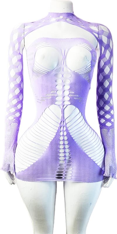 BamBella ® - Panty pak -Onesize - body suite set - Dames - Onesize - Erotische jumpsuit van kant erotische lingerie doorzichtig paars