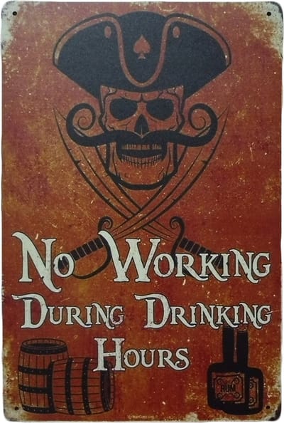 No Working - Tekstborden - Mancave decoratie - Retro wandbord - Mancave - Wand Decoratie - Metalen bordjes mancave - 20 x 30 cm - Cave & Garden
