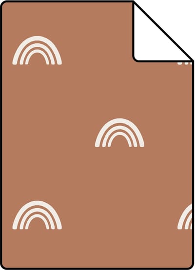 Proefstaal ESTAhome behang regenboogjes terracotta en wit - 26.5 x 21 cm - 139384-S