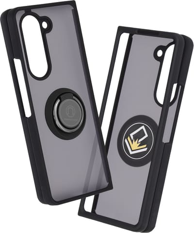 Hoesje geschikt voor Samsung Galaxy Z Fold 5 - Techsuit Glinth Back Cover met ring en magneet - Zwart